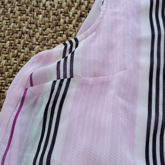 Halogen Women's Sleeveless Blouse Size Small Pink Black Striped Dress Tank Top - Picture 10 of 14